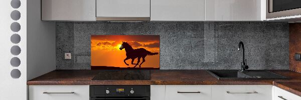 Panneau crédence cuisine Cheval au coucher du soleil