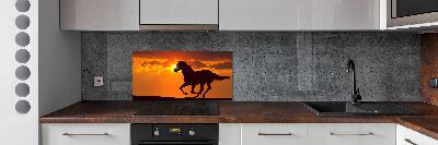 Panneau crédence cuisine Cheval au coucher du soleil