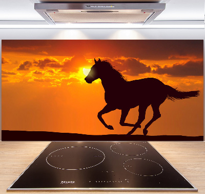 Panneau crédence cuisine Cheval au coucher du soleil