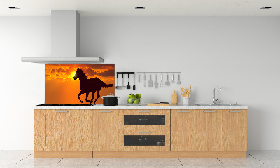 Panneau crédence cuisine Cheval au coucher du soleil