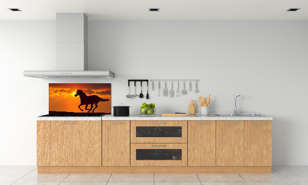 Panneau crédence cuisine Cheval au coucher du soleil