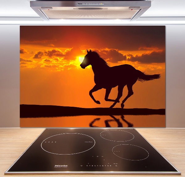 Panneau crédence cuisine Cheval au coucher du soleil