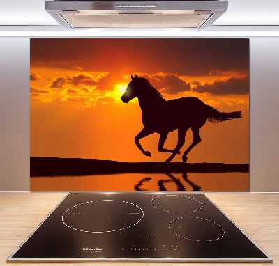 Panneau crédence cuisine Cheval au coucher du soleil