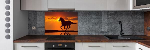 Panneau crédence cuisine Cheval au coucher du soleil