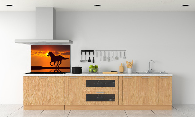 Panneau crédence cuisine Cheval au coucher du soleil
