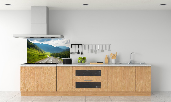 Crédence de cuisine en verre Une route dans les montagnes