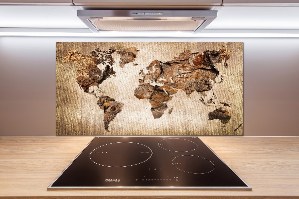 Verre pour crédence Carte du monde en bois
