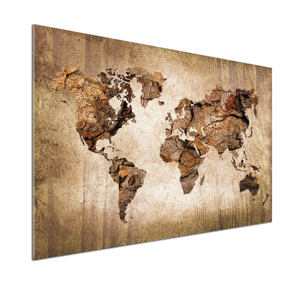 Verre pour crédence Carte du monde en bois