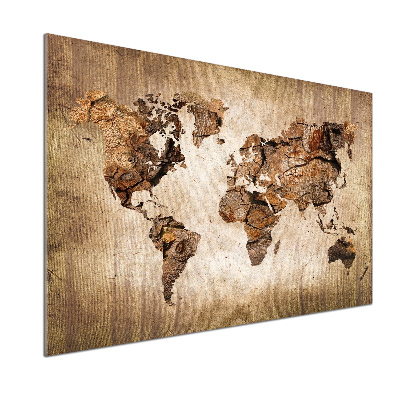 Verre pour crédence Carte du monde en bois