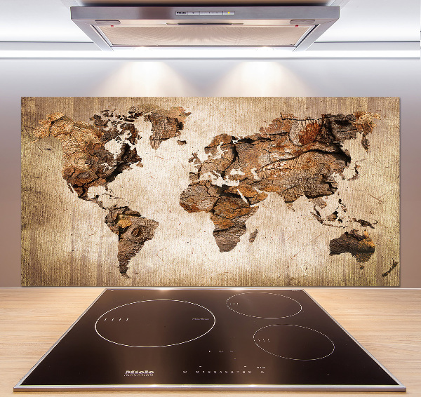 Verre pour crédence Carte du monde en bois
