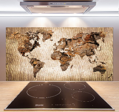 Verre pour crédence Carte du monde en bois