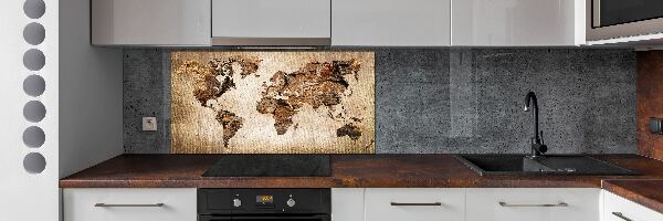 Verre pour crédence Carte du monde en bois