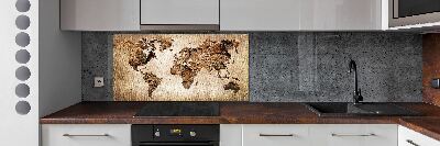 Verre pour crédence Carte du monde en bois