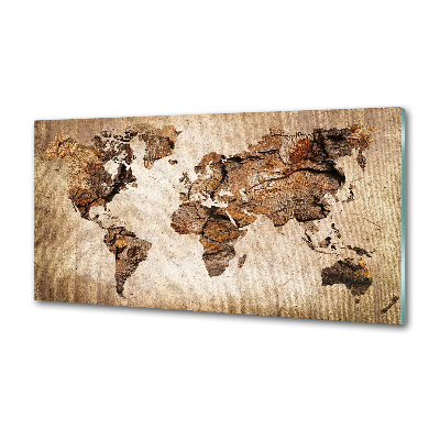 Verre pour crédence Carte du monde en bois