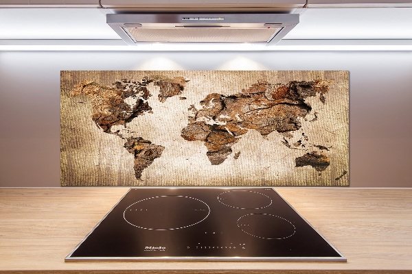 Verre pour crédence Carte du monde en bois