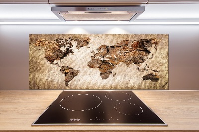 Verre pour crédence Carte du monde en bois