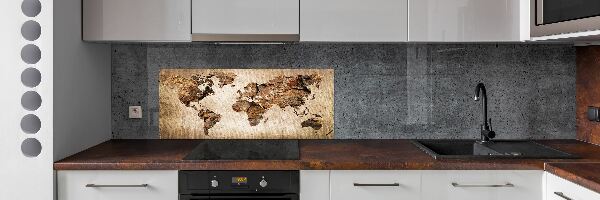 Verre pour crédence Carte du monde en bois