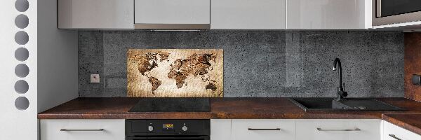 Verre pour crédence Carte du monde en bois