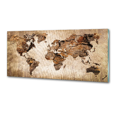 Verre pour crédence Carte du monde en bois
