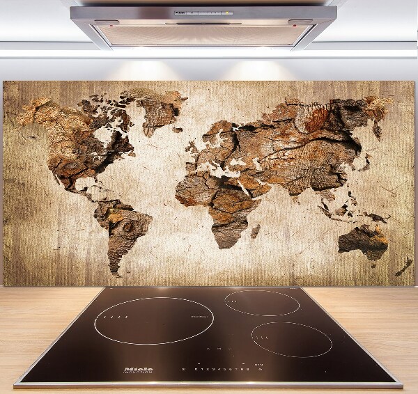 Verre pour crédence Carte du monde en bois