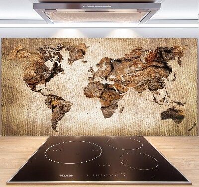 Verre pour crédence Carte du monde en bois