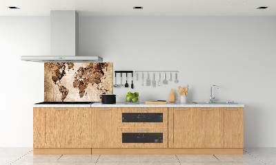 Verre pour crédence Carte du monde en bois