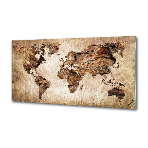 Verre pour crédence Carte du monde en bois