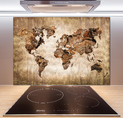 Verre pour crédence Carte du monde en bois