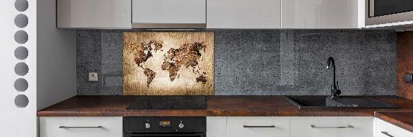 Verre pour crédence Carte du monde en bois