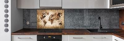 Verre pour crédence Carte du monde en bois