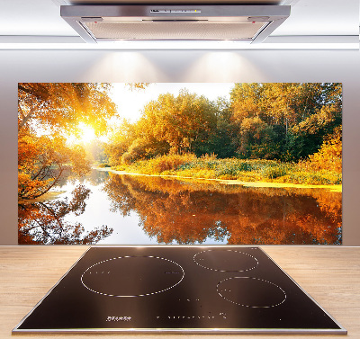 Panneau crédence cuisine Rivière en automne