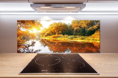 Panneau crédence cuisine Rivière en automne