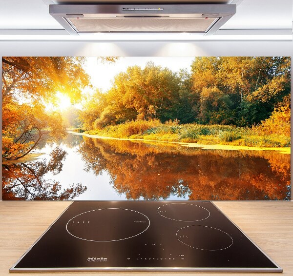 Panneau crédence cuisine Rivière en automne