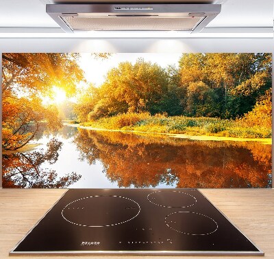 Panneau crédence cuisine Rivière en automne