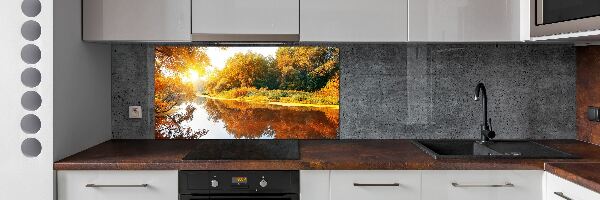 Panneau crédence cuisine Rivière en automne