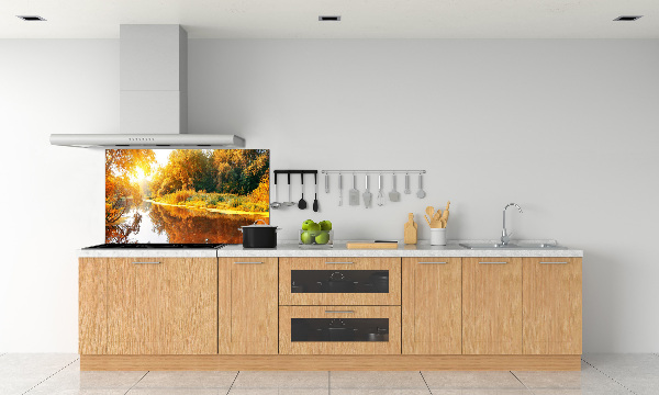 Panneau crédence cuisine Rivière en automne