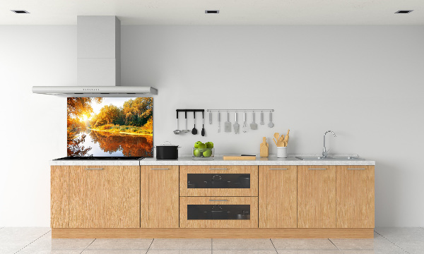 Panneau crédence cuisine Rivière en automne
