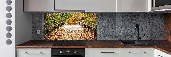 Crédence de cuisine en verre Pont dans les bois Automne