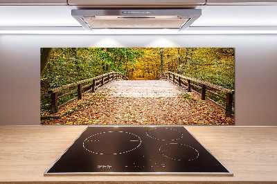 Crédence de cuisine en verre Pont dans les bois Automne