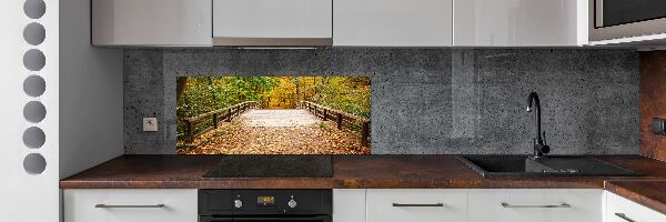 Crédence de cuisine en verre Pont dans les bois Automne