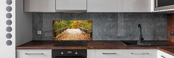 Crédence de cuisine en verre Pont dans les bois Automne