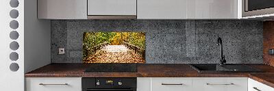 Crédence de cuisine en verre Pont dans les bois Automne