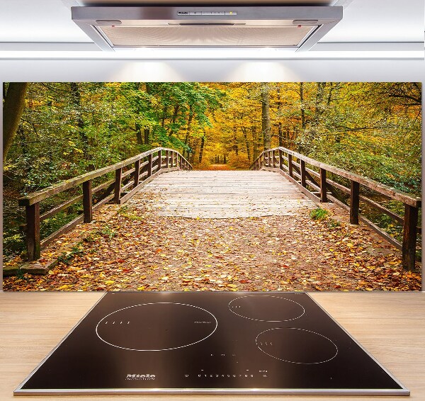 Crédence de cuisine en verre Pont dans les bois Automne