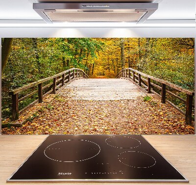 Crédence de cuisine en verre Pont dans les bois Automne