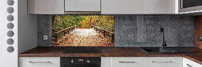 Crédence de cuisine en verre Pont dans les bois Automne