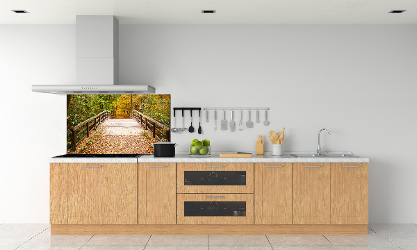 Crédence de cuisine en verre Pont dans les bois Automne