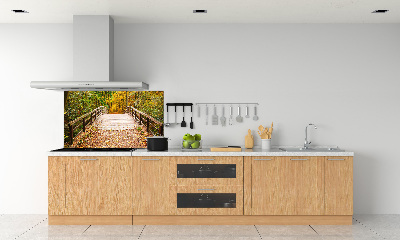 Crédence de cuisine en verre Pont dans les bois Automne
