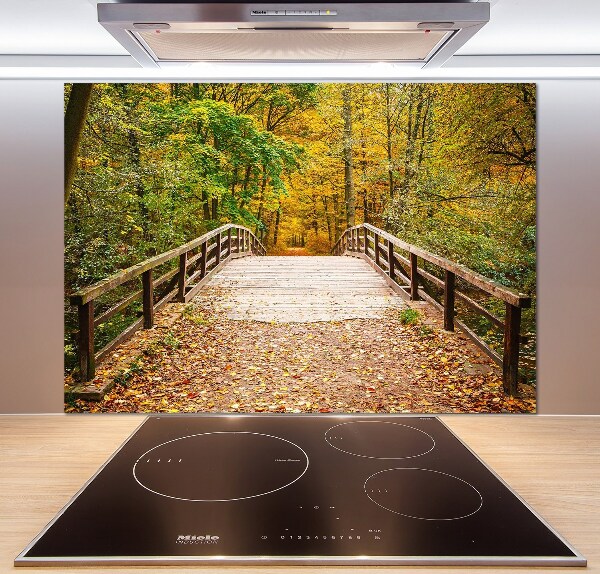 Crédence de cuisine en verre Pont dans les bois Automne