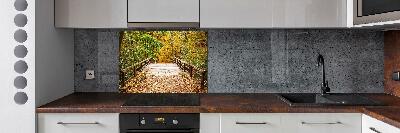 Crédence de cuisine en verre Pont dans les bois Automne