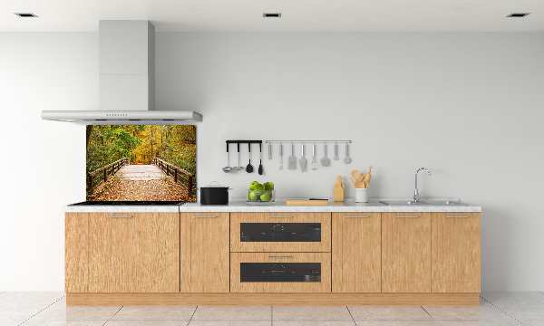 Crédence de cuisine en verre Pont dans les bois Automne